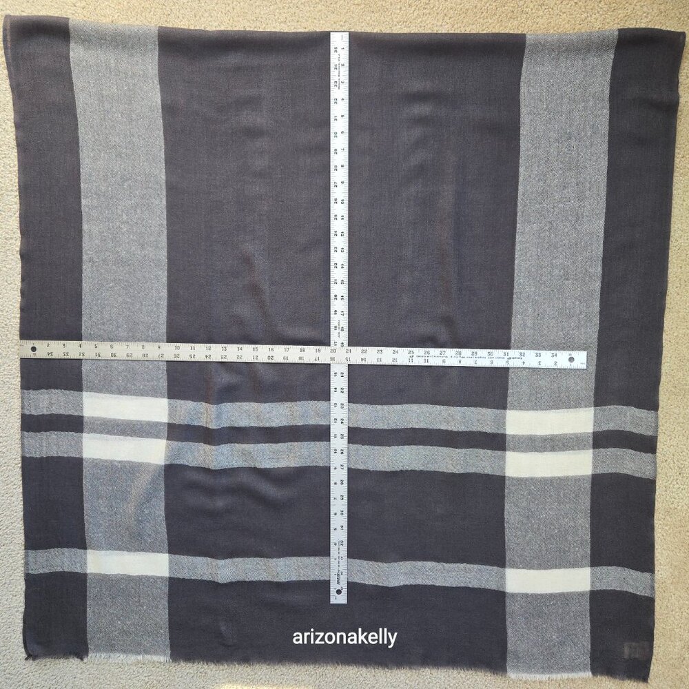 NWOT Beck Sondergaard Wool Scarf Grey Plaid - Picture 5 of 10